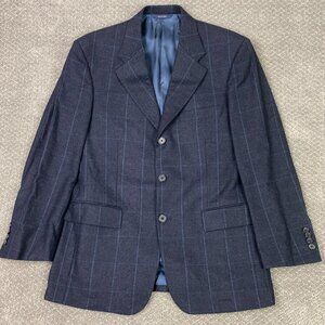 Brooks Brothers 1818 Madison Blazer Men's 38S Gray Blue Windowpane Wool Cashmere